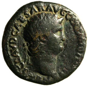 obverse: NERONE (54-68) Dupondio per Roma. D/ Testa rad. a ds. R/ Vittoria alata con corona in cammino verso sn. AE (g. 11,08 mm. 26) C. 349, RIC 163. Raro BB