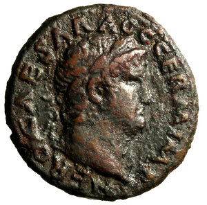 obverse: NERONE (54-68) Asse per Roma. D/ Testa laur. a ds. R/ Vittoria alata in volo con scudo verso sn. AE (g. 10,27 mm. 26) C. 288, RIC 312. +BB