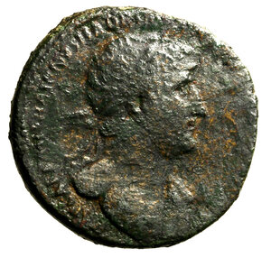 obverse: ADRIANO (117-138) Sesterzio. Busto rad. a ds. R/ Annona seduta a ds. con cornucopia; modius con spighe di grano a ds. (g. 23,16) RIC 269.   AE   BB