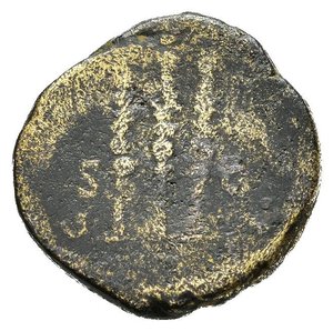 reverse: ADRIANO (117-138). Roma per la circolazione in oriente (Siria). Semisse. AE (3,54 g). D/ HADRIANVS AVGVSTVS, testa nuda a destra; R/ COS III, S-C, tre insegne. RIC II.3, 976. MB. nr.reg.593/24