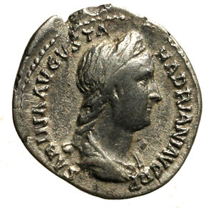 obverse: SABINA (moglie di Adriano) Denario. D/ Busto diad. a ds. R/ Venere stante a ds. AR (g. 3,39 mm. 17) C. 73; RIC 396. BB