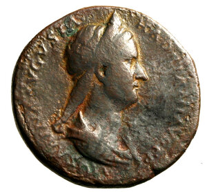 obverse: SABINA (moglie di Adriano) Sesterzio. D/ Busto diad. a ds. R/ Concordia seduta a sn. AE (g. 22,32 mm. 32) C. 21; RIC 1025. RARO   BB