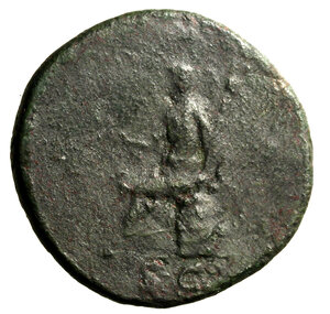 reverse: SABINA (moglie di Adriano) Sesterzio. D/ Busto diad. a ds. R/ Anepigrafe. Cerere seduta a sn. AE (g. 22,78 mm. 32) C. 69; RIC 1019. qBB