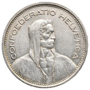 reverse: SVIZZERA - 5 Francs argento 1952 RARA