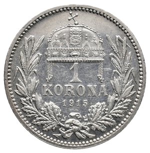 obverse: UNGHERIA - Franz Joseph - 1 Korona argento 1915 alta conservazione