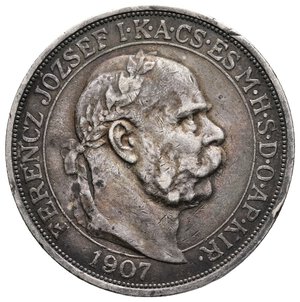 reverse: UNGHERIA - Franz Joseph - 5 Korona argento 1907 RARA