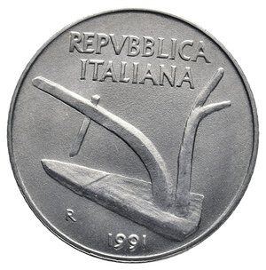obverse: REPUBBLICA ITALIANA - 10 Lire 1991  Rovescio Capovolto  (asse 180°)