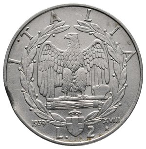 obverse: REGNO D ITALIA - 2 Lire impero 1939 tondello tranciato