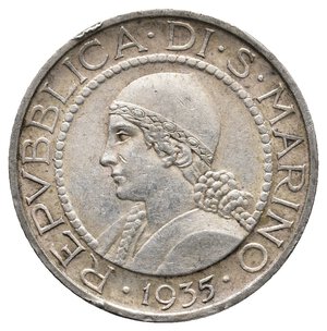 obverse: SAN MARINO - 5 Lire argento 1935
