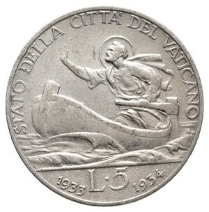 obverse: VATICANO - Pio XI - 5 Lire argento 1933/34