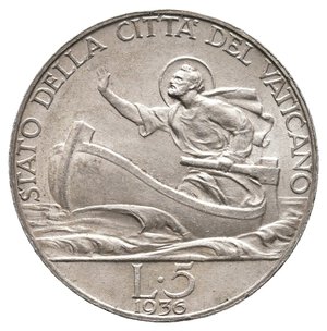 obverse: VATICANO - Pio XI - 5 Lire argento 1936 FDC
