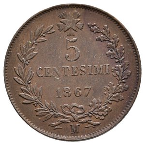 obverse: Regno d Italia - Vittorio Emanuele II - 5 Centesimi 1867 M