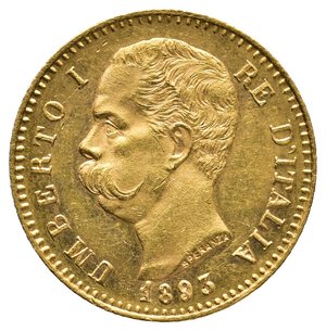 obverse: Regno d Italia - Umberto I - 20 Lire oro 1893