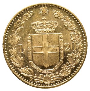 reverse: Regno d Italia - Umberto I - 20 Lire oro 1890 FDC QFDC