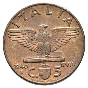 obverse: Regno d Italia - Vittorio Emanuele III - 5 Centesimi impero 1940 FDC