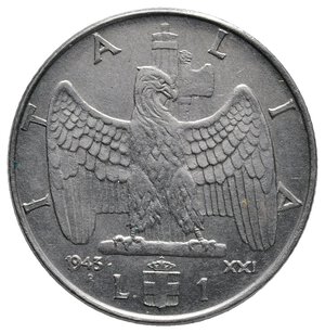 obverse: Regno d Italia - Vittorio Emanuele III - 1 Lira Impero 1943 