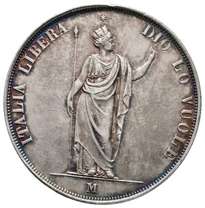 reverse: GOVERNO PROVVISORIO LOMBARDIA - 5 Lire argento 1848 ECCELSA