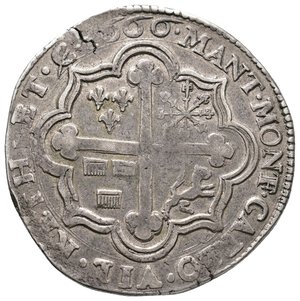 reverse: MANTOVA - Isabella Clara Gonzaga , reggenza per il figlio Ferdinando Carlo (1665-69) Scudo con Croce Trilobata 1666