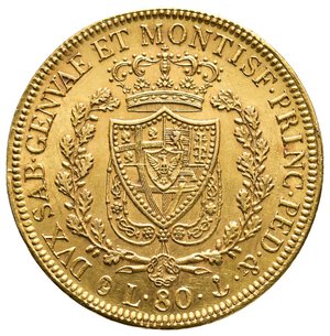 obverse: SAVOIA /Regno di Sardegna - Carlo Felice -80 Lire oro 1830 zecca Genova