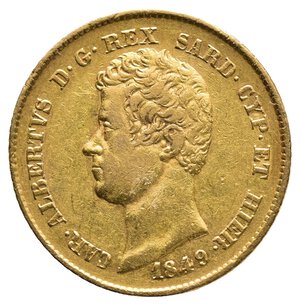 reverse: SAVOIA /Regno di Sardegna - Carlo Alberto - 20 Lire oro 1849 zecca Genova