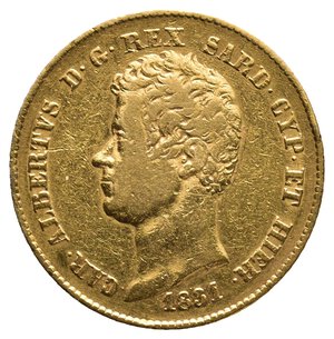 reverse: SAVOIA /Regno di Sardegna - Carlo Alberto - 20 Lire oro 1831 zecca Genova FERT IN INCUSO SUL BORDO RARA