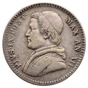 reverse: STATO PONTIFICIO - Pio IX - 20 Baiocchi argento 1858 B