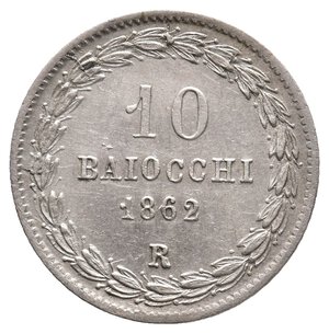 obverse: STATO PONTIFICIO - Pio IX - 10 Baiocchi argento 1862 R