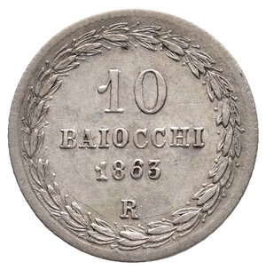 obverse: STATO PONTIFICIO - Pio IX - 10 Baiocchi argento 1863 R