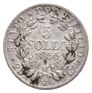 obverse: STATO PONTIFICIO - Pio IX - 5 Soldi argento 1866