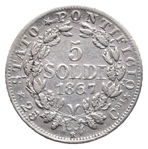 obverse: STATO PONTIFICIO - Pio IX - 5 Soldi argento 1867