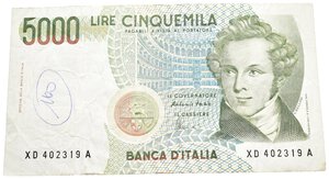 obverse: 5000 Lire Bellini sostitutiva , con scritta