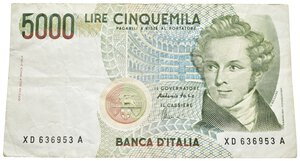 obverse: 5000 Lire Bellini sostitutiva BB - QBB