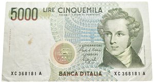 obverse: 5000 Lire Bellini sostitutiva BB - QBB