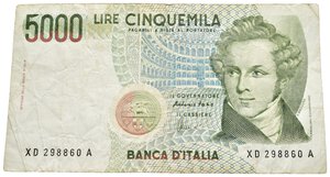 obverse: 5000 Lire Bellini sostitutiva BB - QBB