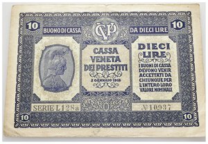 obverse: CASSA VENETA - 10 Lire