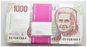 obverse: MAZZETTA 100 Pezzi 1000 Lire Montessori FDS