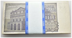 reverse: MAZZETTA 100 Pezzi 1000 Lire Verdi FDS  pieghe nella prima banconota