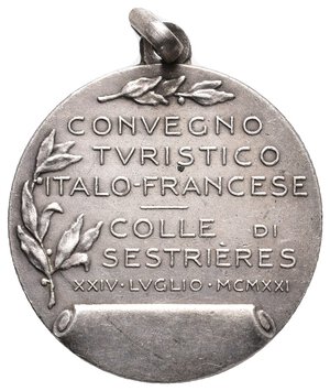 reverse: Convegno Turistico Italo-francese Sestriere , centenario strada napoleonica 1921 - diam.26 mm