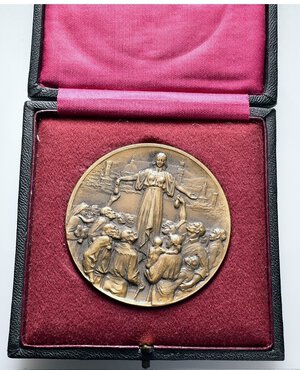 obverse: Medaglia Centenario Cassa di Risparmio di Firenze 1929 - opus Johnson - bronzo - diam.60 mm - in scatola originale