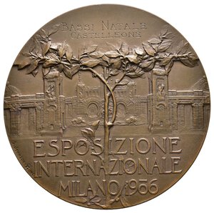 reverse: Medaglia Esposizione Internazionale di Milano 1906 -Nominativa - bronzo - diam.60 mm -  Scatola Originale