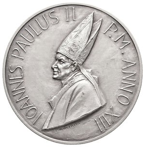 reverse: Vaticano - Giovanni Paolo II - Medaglia Ufficiale argento 1991 - diam.44 mm - 40 gr. In Scatola Originale Ipzs