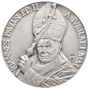 reverse: Vaticano - Giovanni Paolo II - Medaglia Ufficiale argento 2000 - diam.44 mm - 40 gr. In Scatola Originale Ipzs