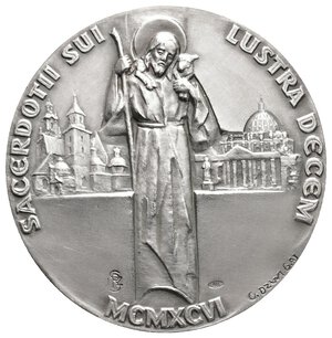 obverse: Vaticano - Giovanni Paolo II - Medaglia Ufficiale argento 1996 - diam.44 mm - 40 gr. In Scatola Originale Ipzs