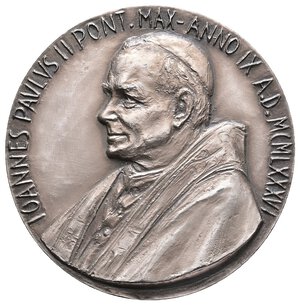 reverse: Vaticano - Giovanni Paolo II - Medaglia Ufficiale argento 1987 - diam.44 mm - 40 gr. In Scatola Originale Ipzs