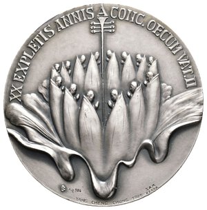 obverse: Vaticano - Giovanni Paolo II - Medaglia Ufficiale argento 1986 - diam.44 mm - 40 gr. In Scatola Originale Ipzs