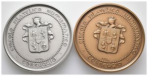 reverse: Camillo da Correggio - coppia di medaglie (Argento 100  gr + Bronzo) 1996- diam.60 mm - IN SCATOLA ORIGINALE
tiratura 100 pezzi per quella in argento