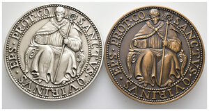 obverse: S.Quirino - coppia di medaglie (Argento 100  gr + Bronzo) 1975 - diam.60 mm - IN SCATOLA ORIGINALE
tiratura 80 pezzi per quella in argento