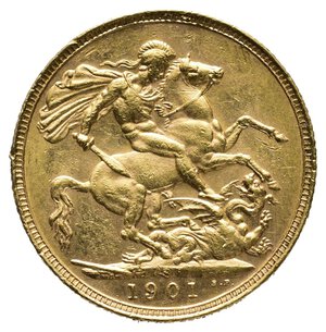 obverse: AUSTRALIA - Victoria - Sterlina oro 1901 zecca Sidney Condizioni BB