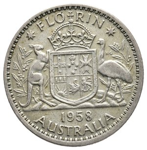 obverse: AUSTRALIA - Elisabetta II -  Florin argento 1958