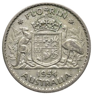 obverse: AUSTRALIA - Elisabetta II -  Florin argento 1954